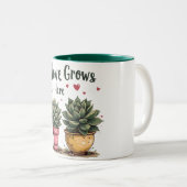 Liefde groeit hier tweekleurige koffiemok (Voorkant rechts)