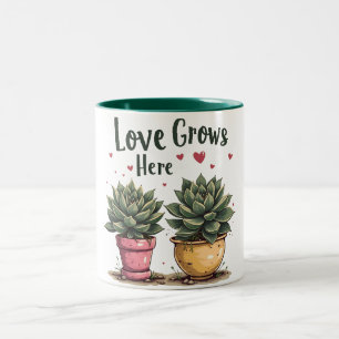 Liefde groeit hier tweekleurige koffiemok