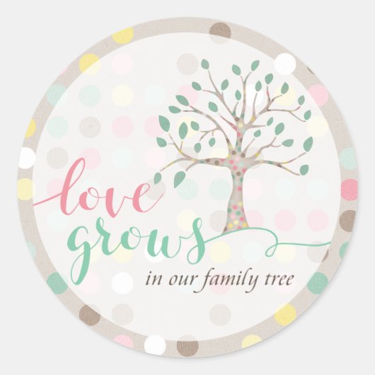 Liefde groeit in onze stamboom Baby shower party Ronde Sticker (Voorkant)