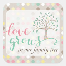 Liefde groeit in onze stamboom Baby shower party Vierkante Sticker