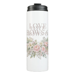 Liefde groeit op waterverf herdenkingsbloemen T-sh Thermosbeker