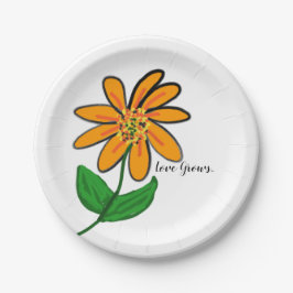 Liefde groeit Oranje geel Papieren Bordje