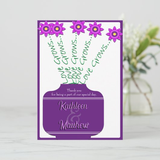 "Liefde groeit" Paarse Floral Wedding Programme Programmakaart (Staand voorkant)