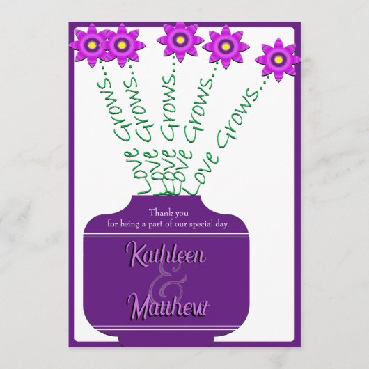 "Liefde groeit" Paarse Floral Wedding Programme Programmakaart (Voorkant)