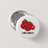 Liefde groeit rode tomaten ronde button 3,2 cm (Voorkant /achterkant)