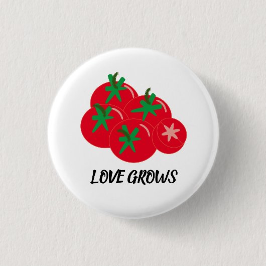 Liefde groeit rode tomaten ronde button 3,2 cm (Voorkant)