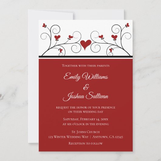 Liefde groeit | Roodharten Valentijn bruiloft Kaart (Voorkant)