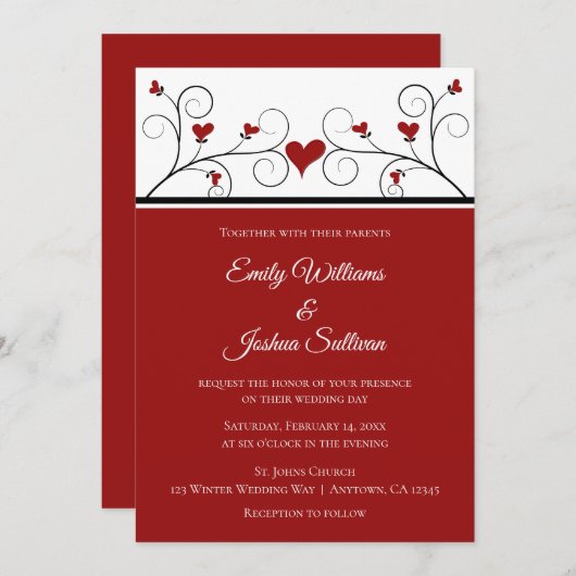 Liefde groeit | Roodharten Valentijn bruiloft Kaart (Voorkant / Achterkant)