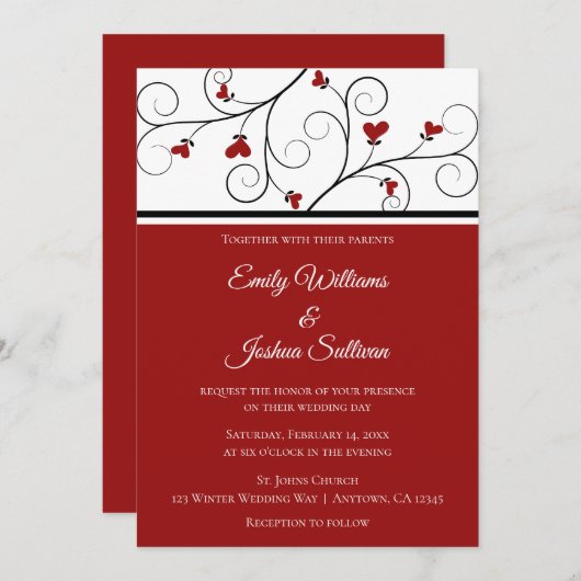 Liefde groeit | Roodharten Valentijn bruiloft Kaart (Voorkant / Achterkant)