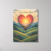 Liefde Groeit Sunset Heart Landscape Art Canvas Afdruk (Voorkant)