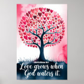 Liefde groeit wanneer God haar Christelijke muurku Poster (Voorkant)