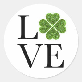 LIEFDE groen vonkende klaver shamrock st patrick d Ronde Sticker
