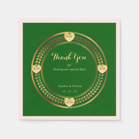 Liefde Groene Bruiloften Papier Feest Evenementen Servet (Voorkant)