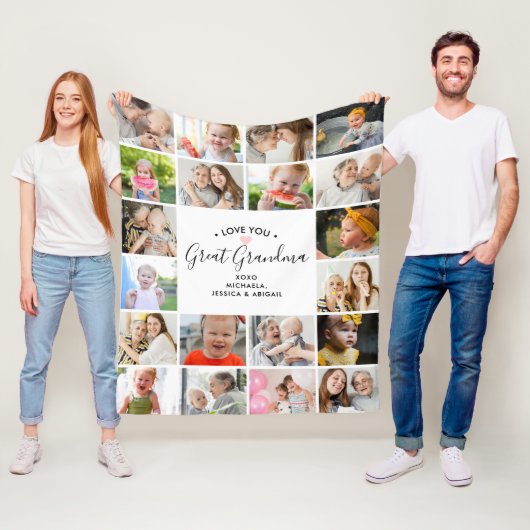 Liefde grote oma/Nana/andere 20-fotocollage Fleece Deken (In situ)
