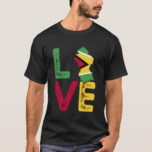 Liefde Guyana Vlag Guyana T-shirt (Voorkant)