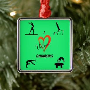 Liefde Gymnastiek Girl's Lime Green Ceramic Orname Metalen Ornament