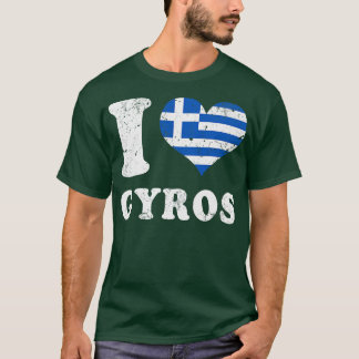 Liefde Gyros Grieks eten Griekenland Vlag T-shirt