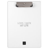 Liefde/haat mijn leven klembord (Voorkant)