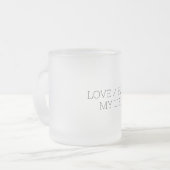 Liefde/haat mijn leven matglas koffiemok (Voorkant links)