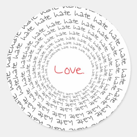 Liefde/Haat Ronde Sticker (Voorkant)