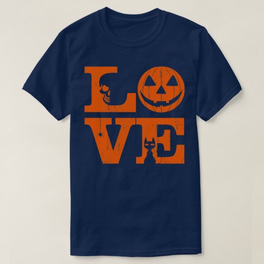 Liefde Halloween bedroefd T-shirt (Design voorkant)