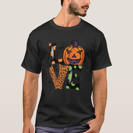 Liefde halloween pompoen t-shirt (Voorkant)