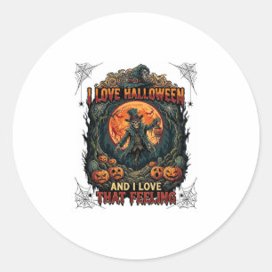 Liefde Halloween Skelet Vogelverschrikker Vollemaa Ronde Sticker