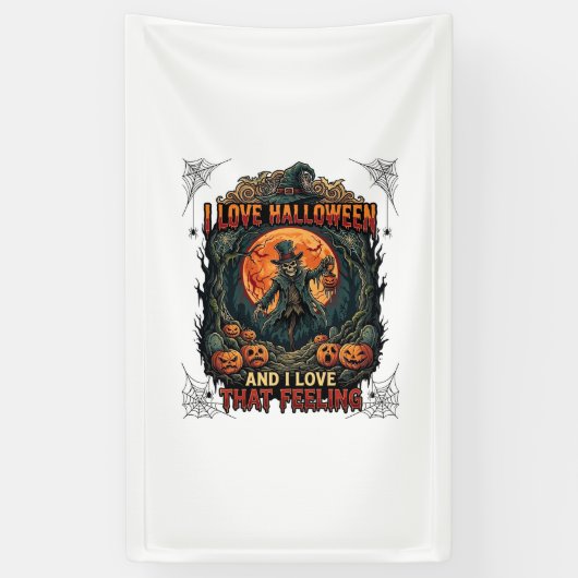 Liefde Halloween Skelet Vogelverschrikker Vollemaa Spandoek (Verticaal)