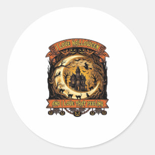Liefde Halloween Spokenhuis Halve Maan Zwart C Ronde Sticker