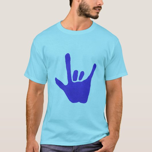 Liefde hand, gebarentaal, blauw, shirt (Voorkant)