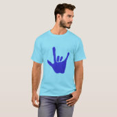 Liefde hand, gebarentaal, blauw, shirt (Voorkant volledig)