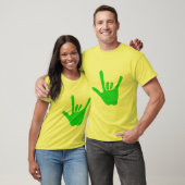 Liefde hand, gebarentaal in groen, op T-shirt (Unisex)