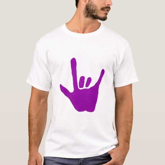 Liefde hand, gebarentaal in het paars op T-shirt (Voorkant)