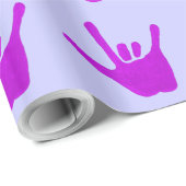 Liefde Hand Gebarentaal Paarse Verpakkingsdocument Cadeaupapier (Rol Hoek)