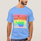 Liefde hand in regenboogkleuren op getande regenbo t-shirt (Voorkant)