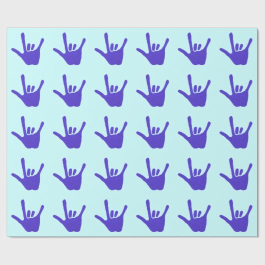 Liefde Hand Teken Taal Blauw Wrapping Papier (Vlak)