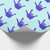 Liefde Hand Teken Taal Blauw Wrapping Papier (Hoek)