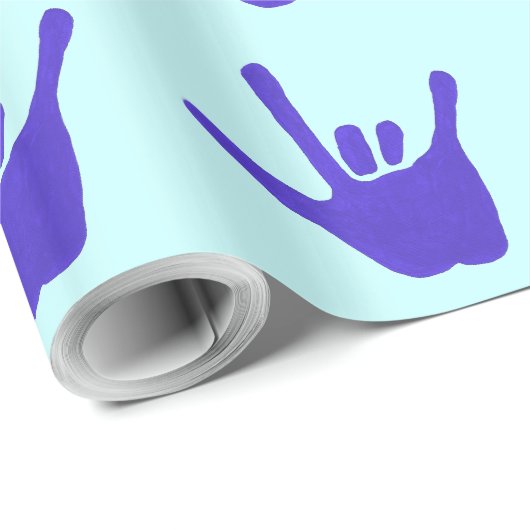 Liefde Hand Teken Taal Blauw Wrapping Papier (Rol Hoek)