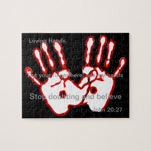 Liefde handen - John 20:27 Legpuzzel (Horizontaal)