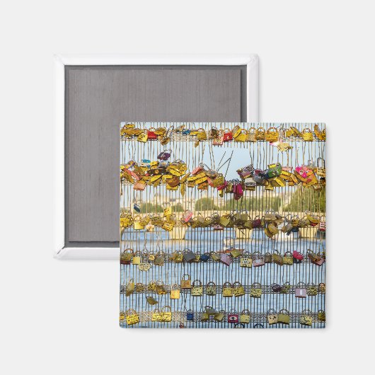 Liefde hanglocks op een brug in Parijs Magneet (Voorkant / Achterkant)