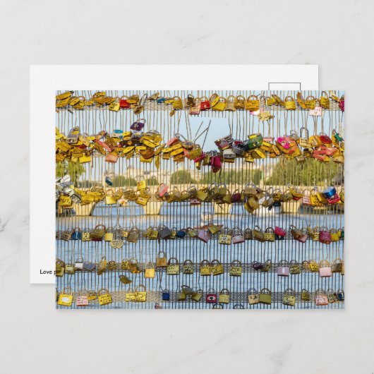 Liefde hanglocks op Pont de Solferino - Parijs, Fr Briefkaart (Voorkant / Achterkant)