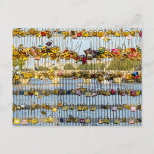 Liefde hanglocks op Pont de Solferino - Parijs, Fr Briefkaart