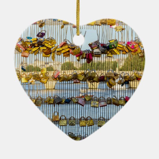 Liefde hanglocks op Pont de Solferino - Parijs, Fr Keramisch Ornament (Achterkant)