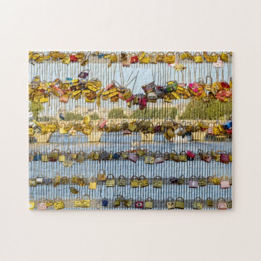 Liefde hanglocks op Pont de Solferino - Parijs, Fr Legpuzzel (Horizontaal)