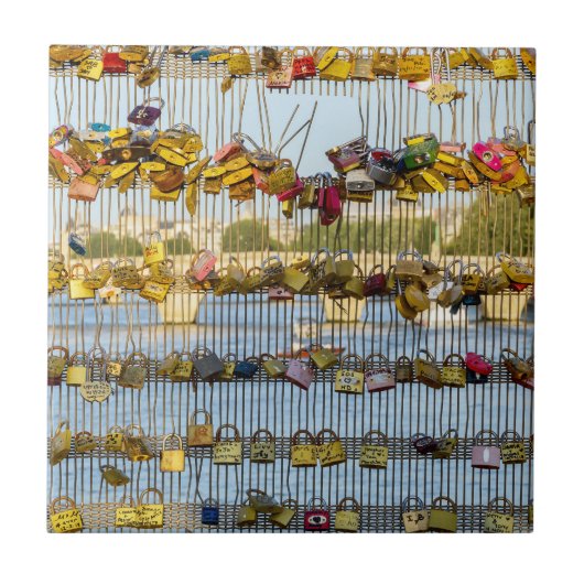 Liefde hanglocks op Pont de Solferino - Parijs, Fr Tegeltje (Voorkant)