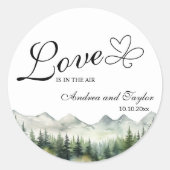 Liefde hangt in de lucht Elegante bruiloft Ronde Sticker (Voorkant)