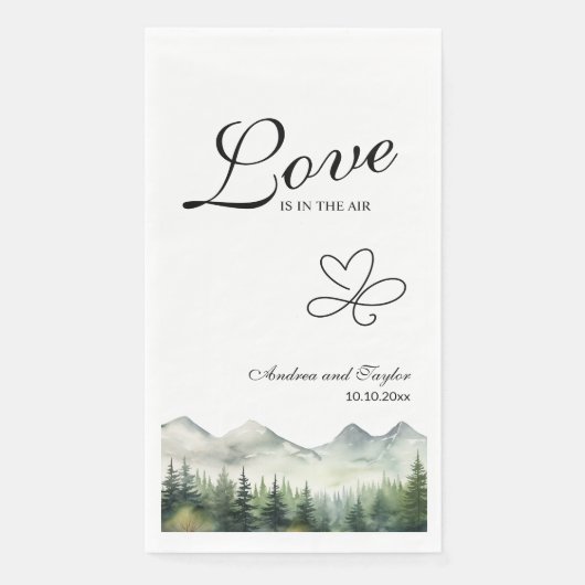 Liefde hangt in de lucht Elegante bruiloft Servet (Voorkant)
