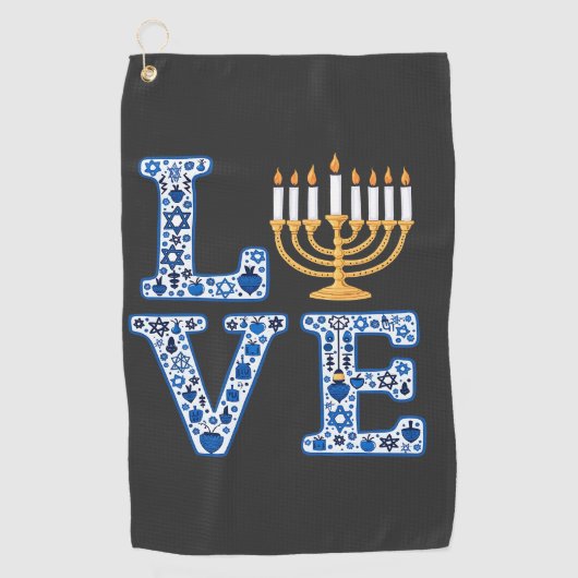 Liefde Hanukkah Joods Feest Menorah  Golfhanddoek (Voorkant)