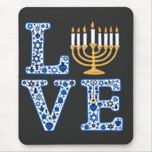 Liefde Hanukkah Joods Feest Menorah Muismat