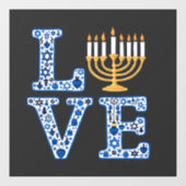 Liefde Hanukkah Joods Feest Menorah  Raamsticker (Vel)